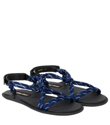 Miu Miu Rivière leather-trimmed sandals | Thumbnail 1 Miu Miu Rivière leather-trimmed sandals | Thumbnail 1