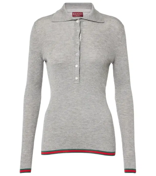 Cashmere and silk polo sweater