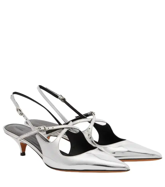 Proenza Schouler Slash 40 mirrored leather slingback pumps