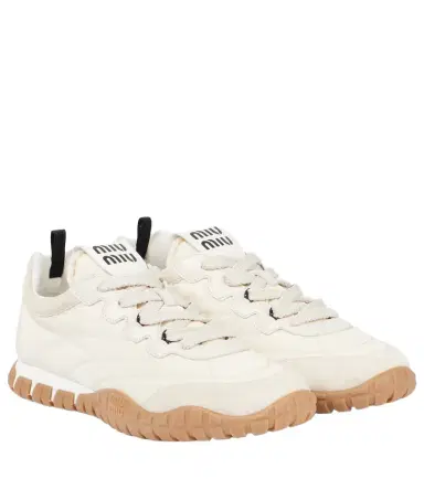 Miu Miu Tyre suede-trimmed sneakers | Thumbnail 1 Miu Miu Tyre suede-trimmed sneakers | Thumbnail 1
