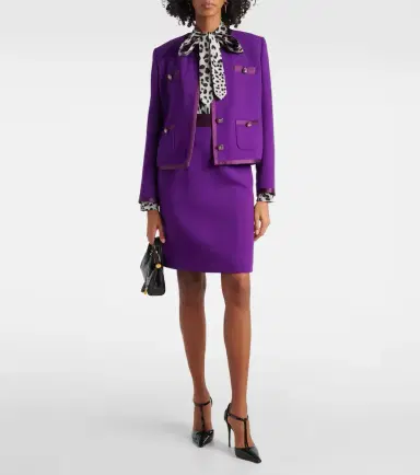 Dolce & Gabbana High-rise wool-blend crêpe pencil skirt | Thumbnail 2