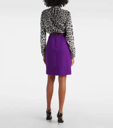 Dolce & Gabbana High-rise wool-blend crêpe pencil skirt | Thumbnail 3