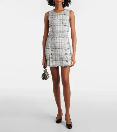 Dolce & Gabbana Checked lamé tweed minidress | Thumbnail 3