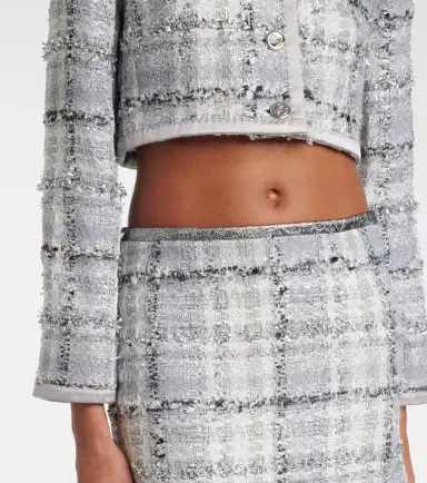 Dolce & Gabbana Checked cropped lamé tweed jacket | Thumbnail 2