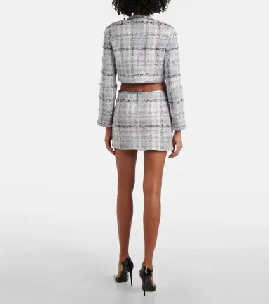 Dolce & Gabbana Checked cropped lamé tweed jacket | Thumbnail 4