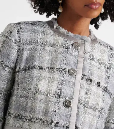 Dolce & Gabbana Checked cropped lamé tweed jacket | Thumbnail 5