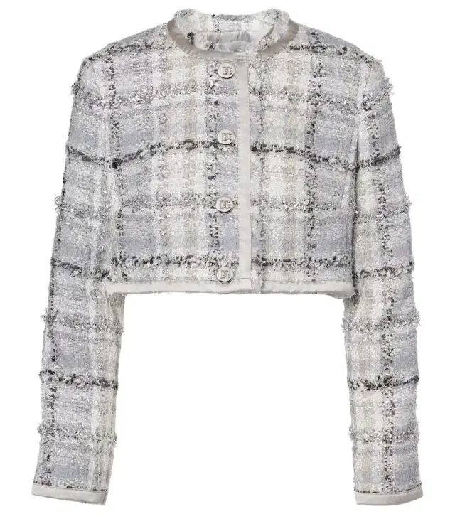 Dolce & Gabbana Checked cropped lamé tweed jacket