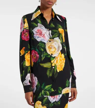 Dolce & Gabbana Floral silk-blend charmeuse shirt | Thumbnail 3