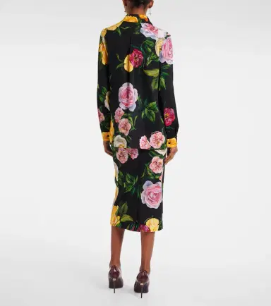 Dolce & Gabbana Floral silk-blend charmeuse shirt | Thumbnail 6