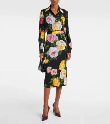 Dolce & Gabbana Floral silk-blend charmeuse midi skirt | Thumbnail 2