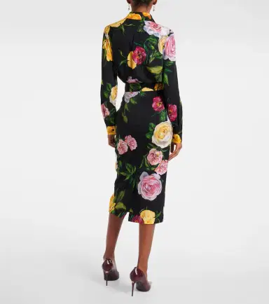 Dolce & Gabbana Floral silk-blend charmeuse midi skirt | Thumbnail 4