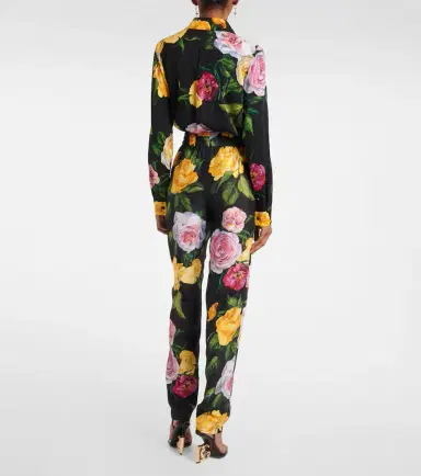 Dolce & Gabbana Floral silk straight pants | Thumbnail 2
