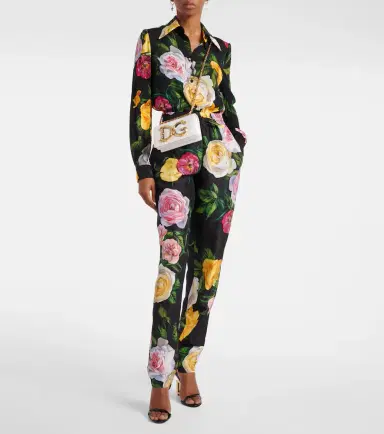 Dolce & Gabbana Floral silk straight pants | Thumbnail 3