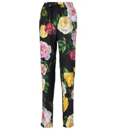 Dolce & Gabbana Floral silk straight pants | Thumbnail 1