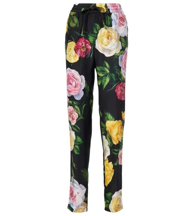 Dolce & Gabbana Floral silk straight pants