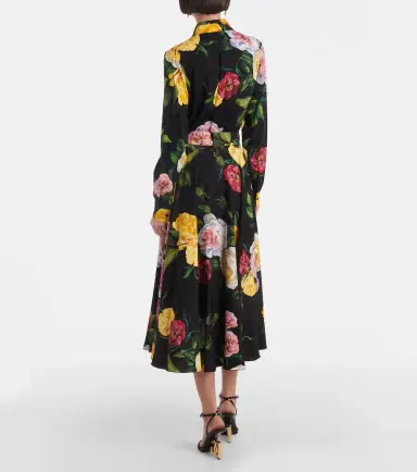 Dolce & Gabbana Floral silk-blend charmeuse midi skirt | Thumbnail 2