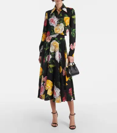 Dolce & Gabbana Floral silk-blend charmeuse midi skirt | Thumbnail 3