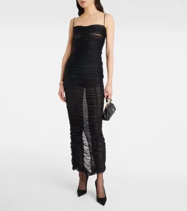 Dolce & Gabbana Sheer draped tulle midi dress | Thumbnail 2