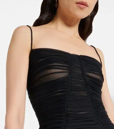 Dolce & Gabbana Sheer draped tulle midi dress | Thumbnail 4