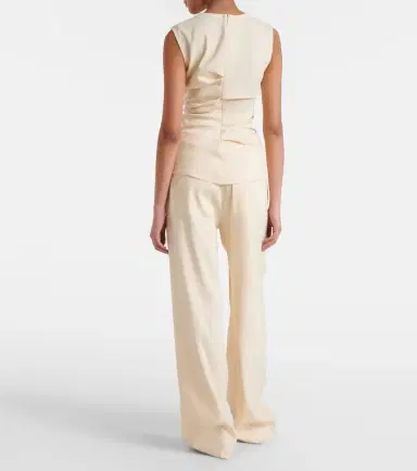 Proenza Schouler White Label Anoushka ruched linen-blend top | Thumbnail 2