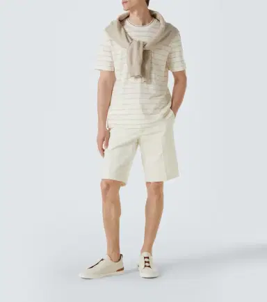 Zegna Striped linen and silk-blend T-shirt | Thumbnail 6 Zegna Striped linen and silk-blend T-shirt | Thumbnail 6