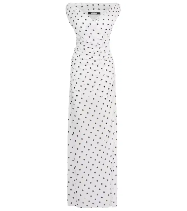 Jacquemus Rita draped polka-dot maxi dress