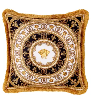Versace Home Fringed silk and cotton cushion | Thumbnail 1