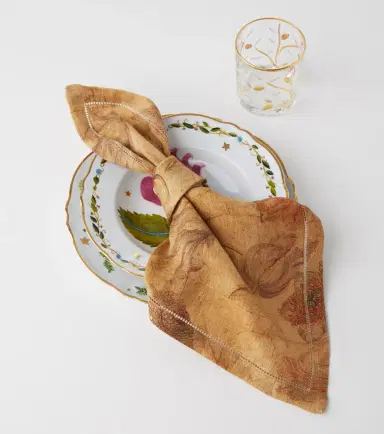 The House of Lyria Otus set of 2 printed linen napkins | Thumbnail 2