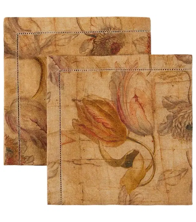The House of Lyria Otus set of 2 printed linen napkins