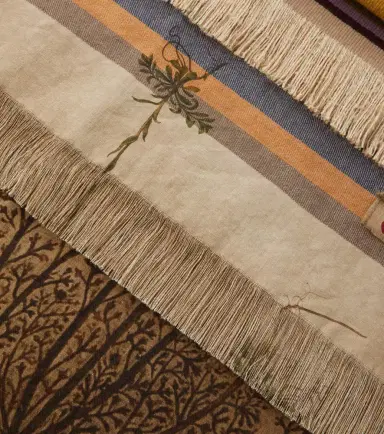 The House of Lyria Sharpei striped floral fringed blanket | Thumbnail 4