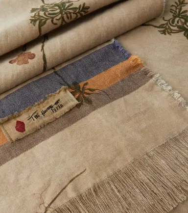 The House of Lyria Sharpei striped floral fringed blanket | Thumbnail 5