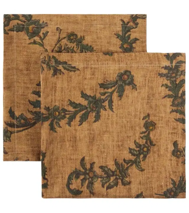 The House of Lyria Teigne set of 2 printed linen napkins