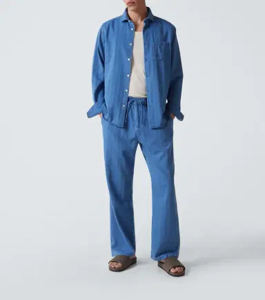 Frescobol Carioca Rocha herringbone cotton twill wide-leg pants | Thumbnail 3