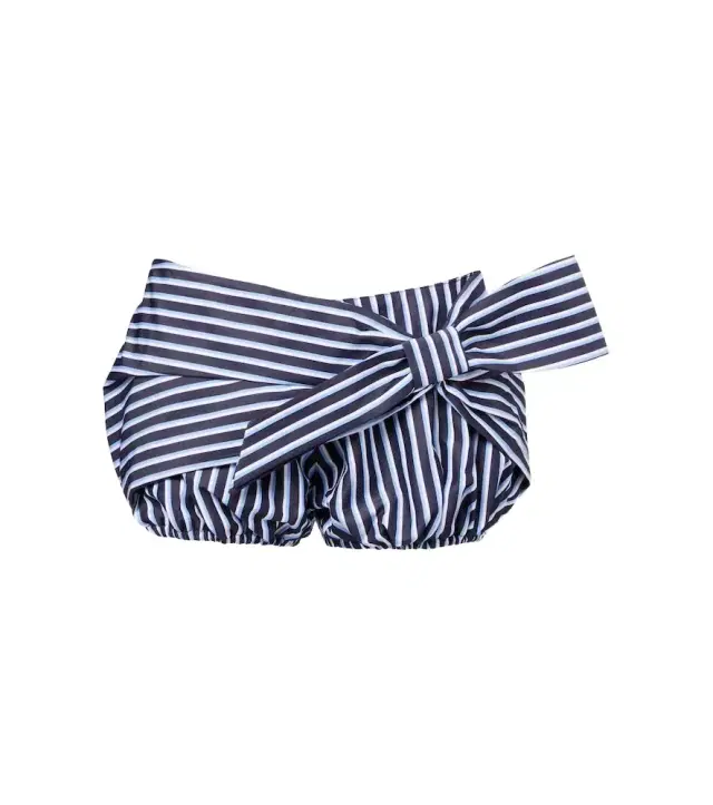 Rabanne Bow-detail striped cotton shorts
