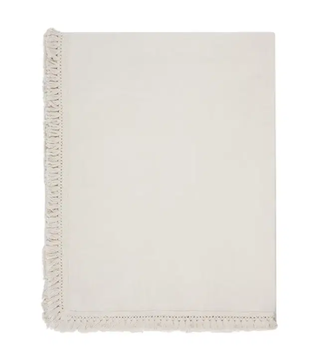 Once Milano Large fringed linen tablecloth