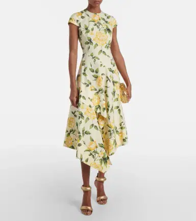 Oscar de la Renta Floral cotton-blend poplin midi dress | Thumbnail 2