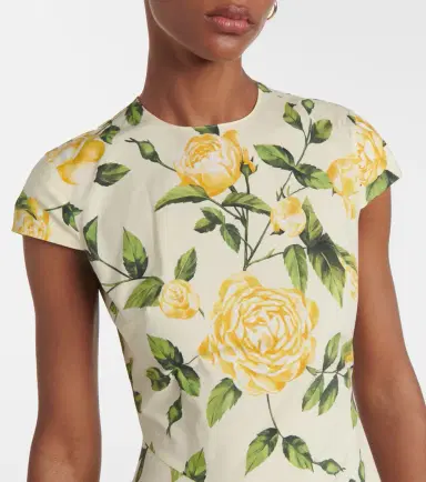 Oscar de la Renta Floral cotton-blend poplin midi dress | Thumbnail 4