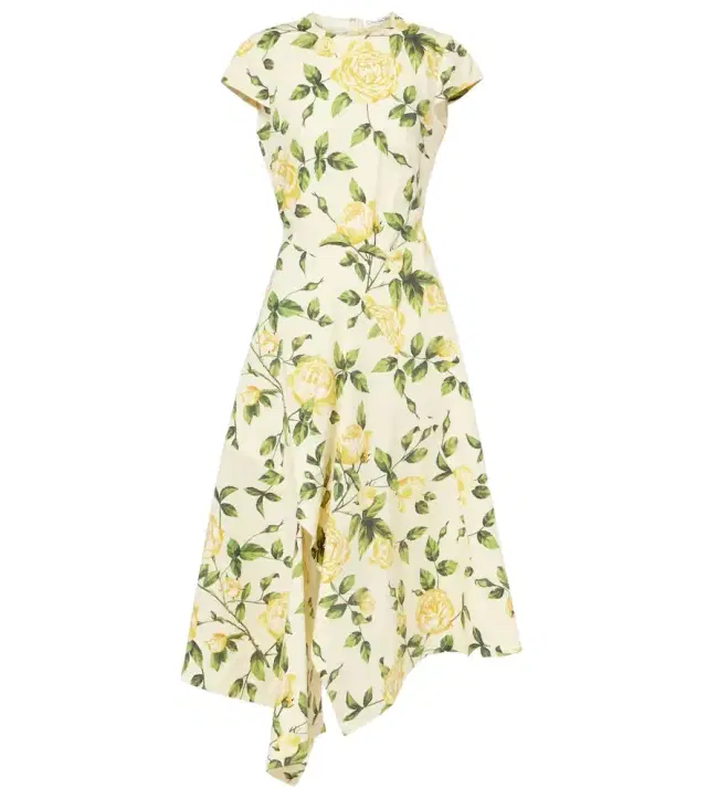 Floral cotton-blend poplin midi dress