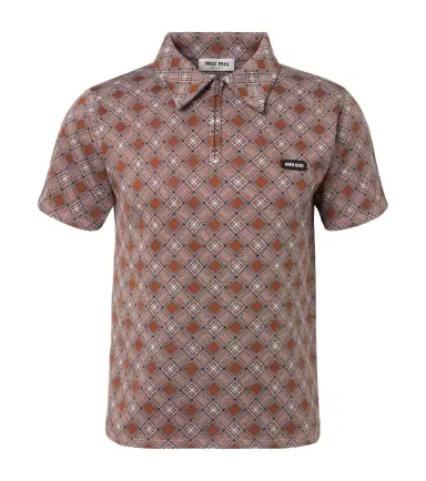Miu Miu Jacquard silk piqué polo shirt | Thumbnail 1