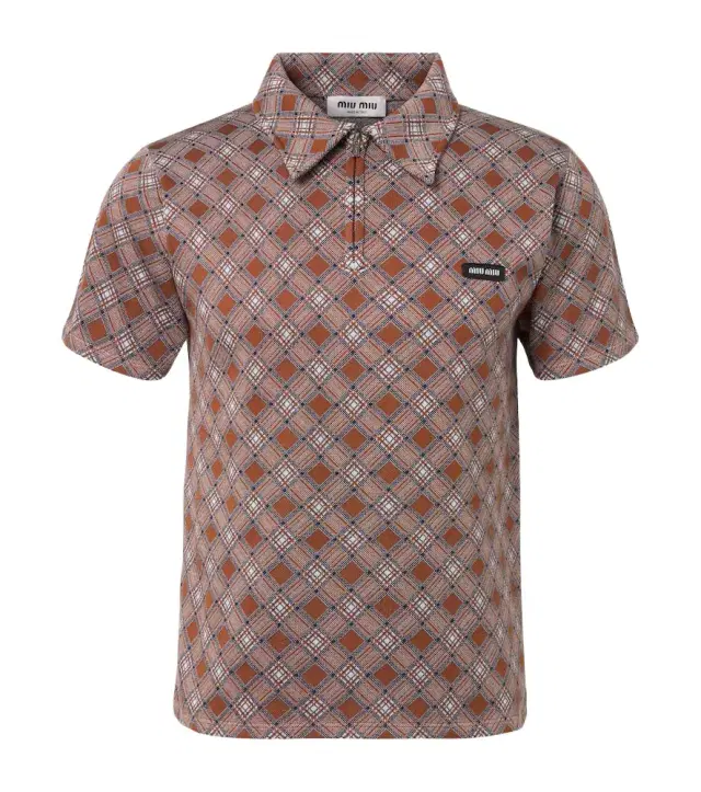 Jacquard silk piqué polo shirt