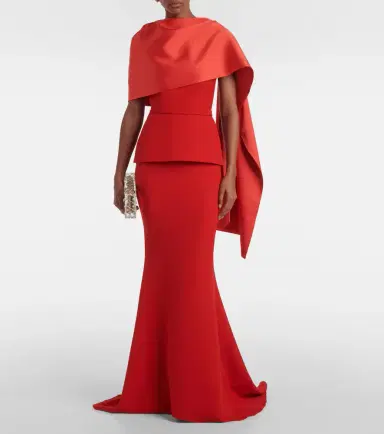 Safiyaa Evangelina caped crêpe gown | Thumbnail 2