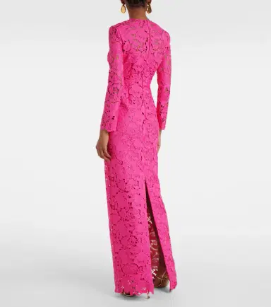 Oscar de la Renta Floral asymmetric guipure gown | Thumbnail 2