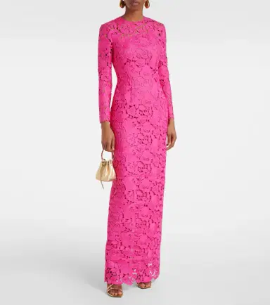 Oscar de la Renta Floral asymmetric guipure gown | Thumbnail 4