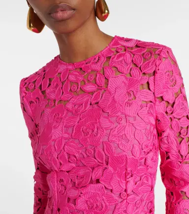 Oscar de la Renta Floral asymmetric guipure gown | Thumbnail 5