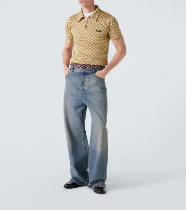 Miu Miu Checked silk piqué polo shirt | Thumbnail 3