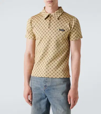 Miu Miu Checked silk piqué polo shirt | Thumbnail 5