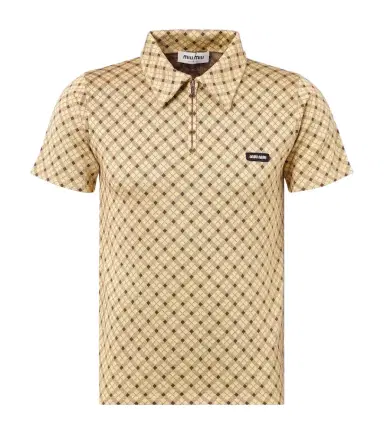 Miu Miu Checked silk piqué polo shirt | Thumbnail 1