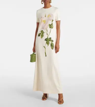 Oscar de la Renta Painted Roses jersey maxi dress | Thumbnail 4