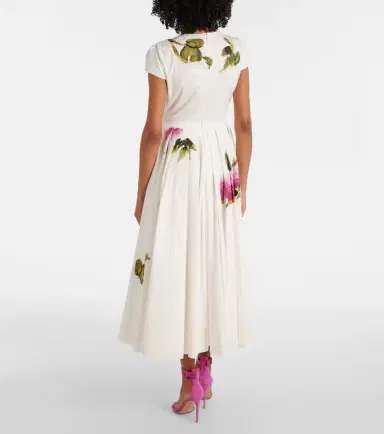 Oscar de la Renta Floral cotton-blend poplin midi dress | Thumbnail 2
