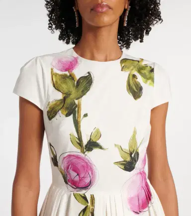 Oscar de la Renta Floral cotton-blend poplin midi dress | Thumbnail 3